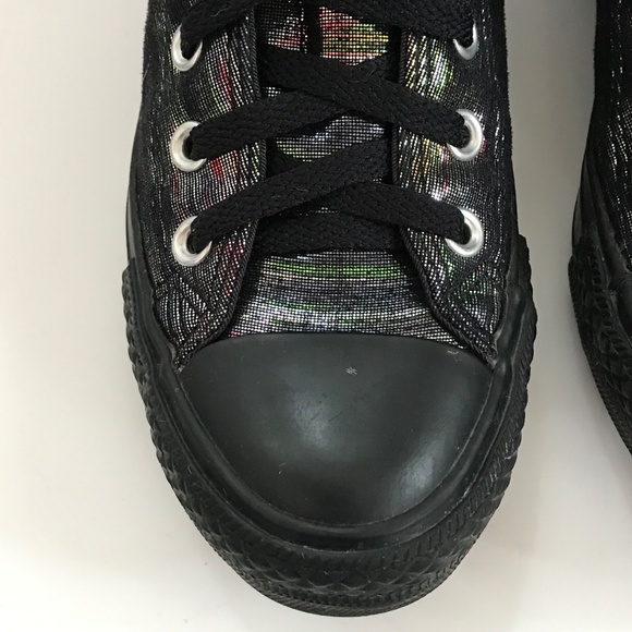 CONVERSE Metallic Iridescent Rainbow High Top Sneakers Black Women’s Size 7 - Picture 6 of 16
